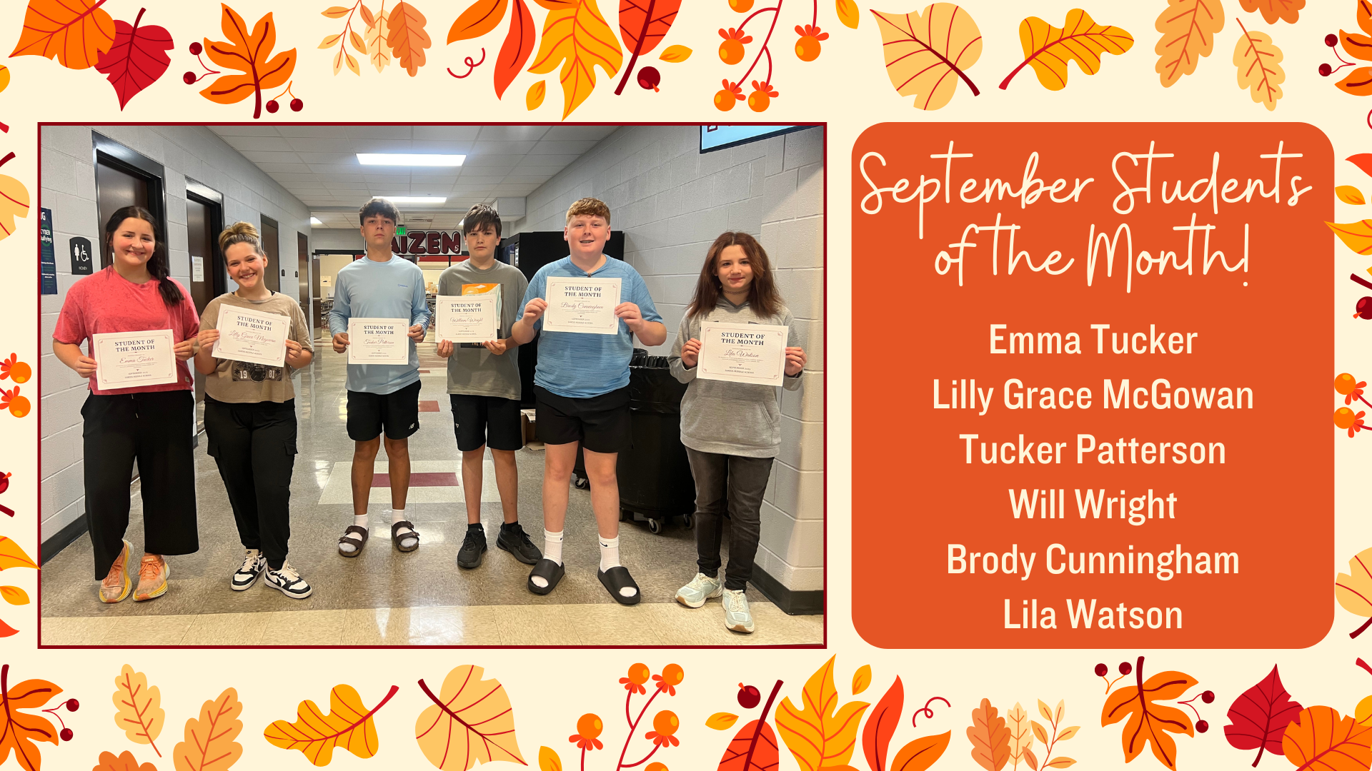 September Students of the Month